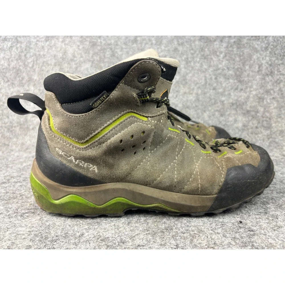 Scarpa Hiking Boots Mens 8.5 Grey Gore-Tex Vibram Waterproof Suede Approach